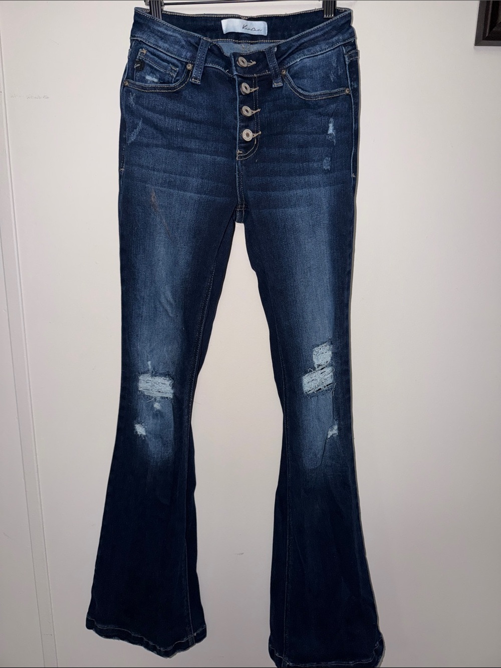 KanCan Dark Blue Distressed Flare Jeans